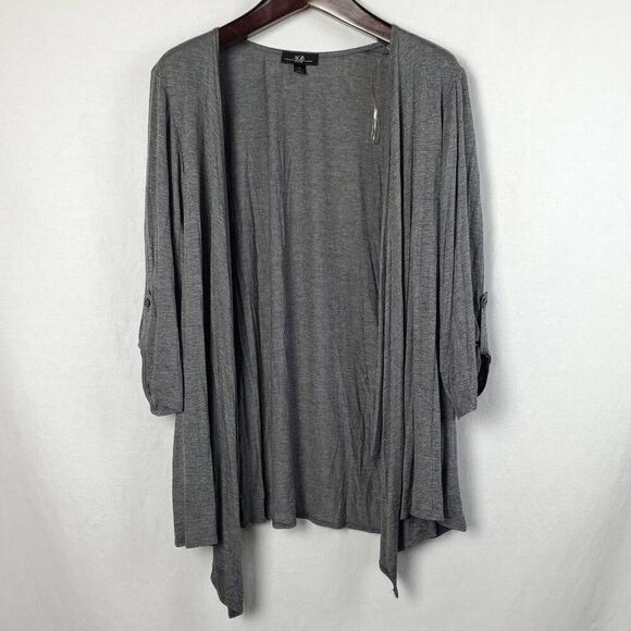 AGB 2X Plus Gray Open Front Cardigan Sweater - Picture 1 of 8